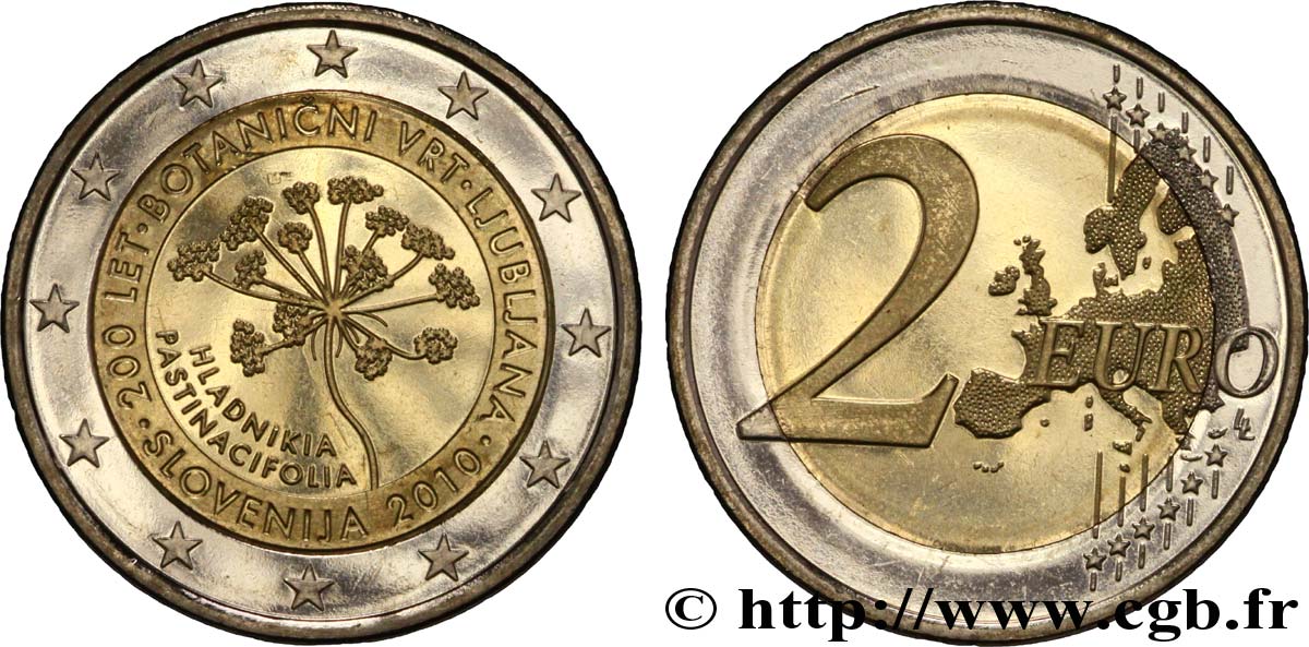 SLOVENIA 2 Euro 200e ANNIVERSAIRE DU JARDIN BOTANIQUE DE LJUBLJANA 2010 MS