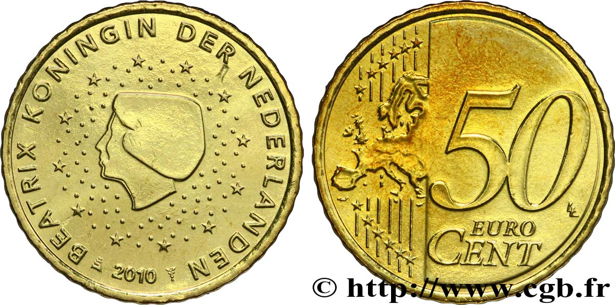 NETHERLANDS 50 Cent BEATRIX 2010 MS63