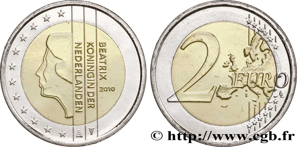 NETHERLANDS 2 Euro BEATRIX tranche A 2010 MS63