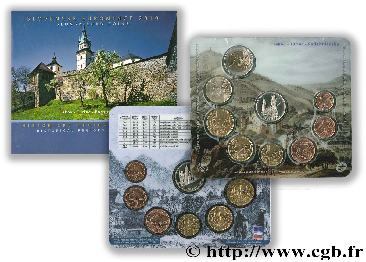 SLOVAKIA SÉRIE Euro BRILLANT UNIVERSEL - RÉGIONS HISTORIQUES SLOVAQUES 2010 Brilliant Uncirculated