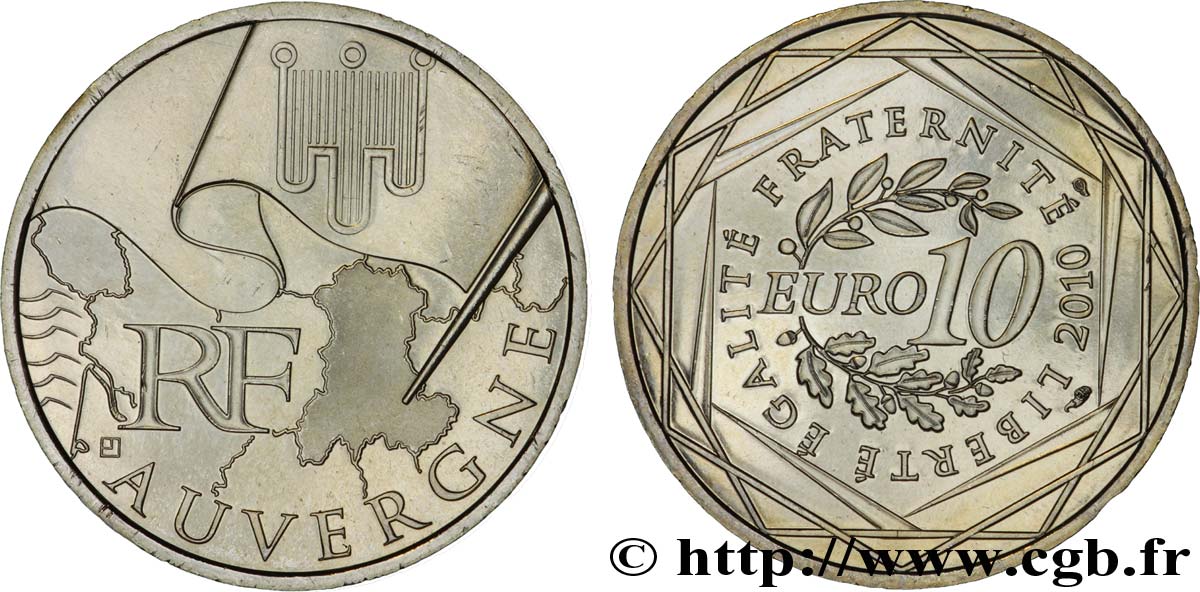 FRANCIA 10 Euro des RÉGIONS - AUVERGNE 2010 MS