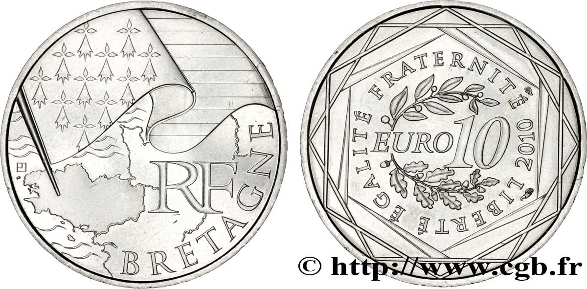 FRANCE 10 Euro des RÉGIONS - BRETAGNE 2010 MS63