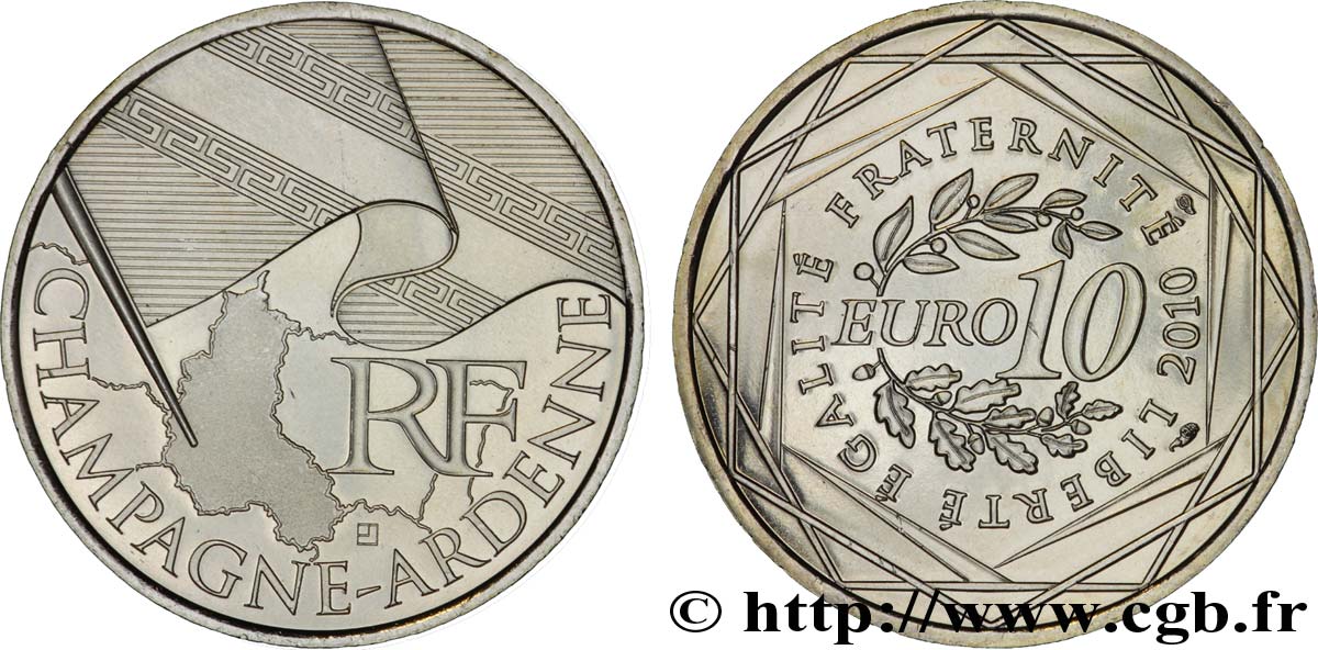 FRANCIA 10 Euro des RÉGIONS - CHAMPAGNE-ARDENNE 2010 MS