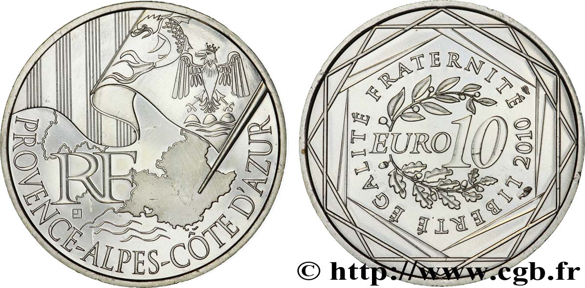 FRANCE 10 Euro des RÉGIONS - PROVENCE-ALPES-CÔTE-D’AZUR 2010 TTB