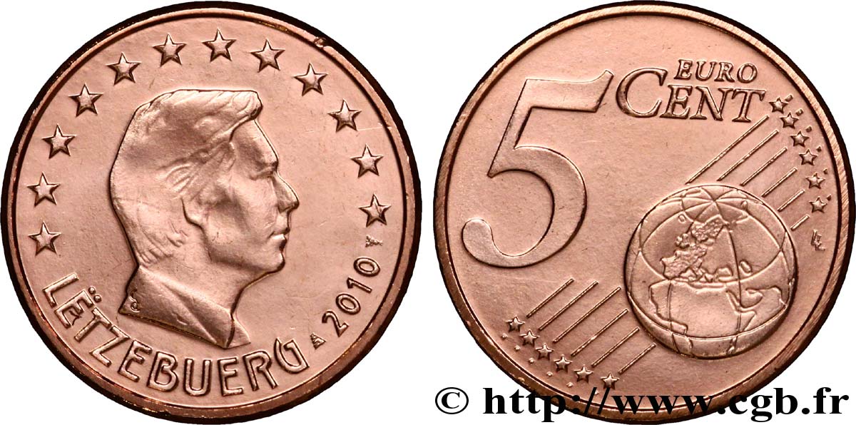 LUXEMBOURG 5 Cent GRAND DUC HENRI 2010 SPL