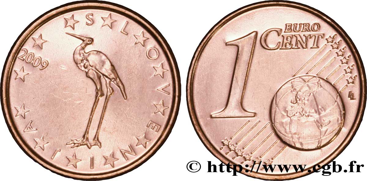 SLOVÉNIE 1 Cent CIGOGNE 2009 SPL63