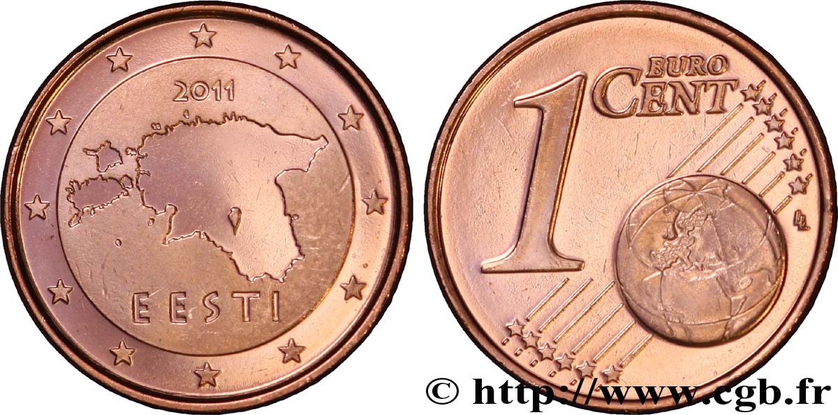 ESTONIA 1 Cent EESTI 2011 MS63