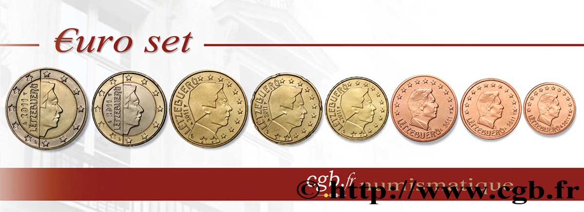 LUXEMBOURG LOT DE 8 PIÈCES EURO (1 Cent - 2 Euro Grand-Duc Henri) 2011 SPL63