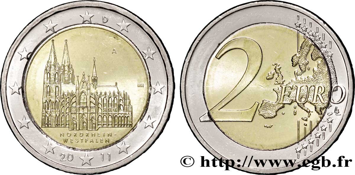 GERMANIA 2 Euro CATHÉDRALE DE COLOGNE  2011 MS63