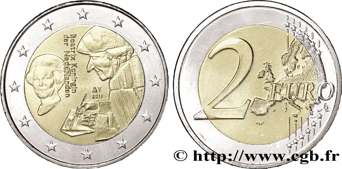 NETHERLANDS 2 Euro ÉRASME tranche B 2011 AU