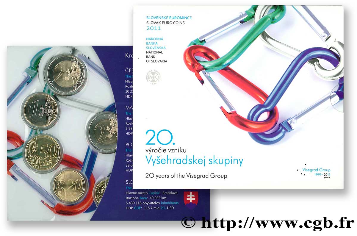 SLOVAKIA SÉRIE Euro BRILLANT UNIVERSEL - 20ème ANNIVERSAIRE DU GROUPE DE VISEGRAD 2011 Brilliant Uncirculated