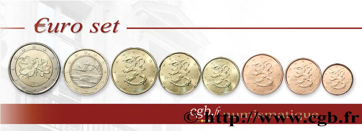 FINLANDIA LOT DE 8 PIÈCES EURO (1 Cent - 2 Euro Petit Mûrier) 2011 MS