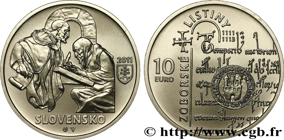SLOVAKIA 10 Euro 900ème ANNIVERSAIRE DE L’ACTE DE ZOBOR 2011 Brilliant Uncirculated