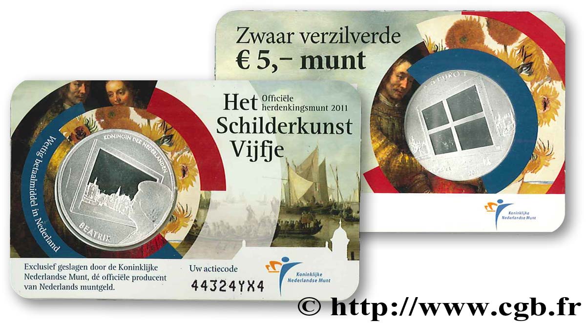 NIEDERLANDE Coin-Card 5 Euro LES PAYS-BAS ET LA PEINTURE 2011