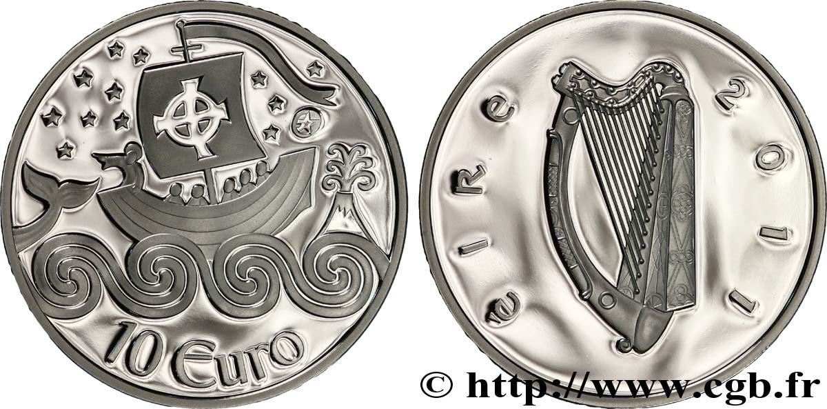 IRELAND REPUBLIC Belle Épreuve 10 Euro SAINT BRENDAN, LE NAVIGATEUR 2011 Proof set