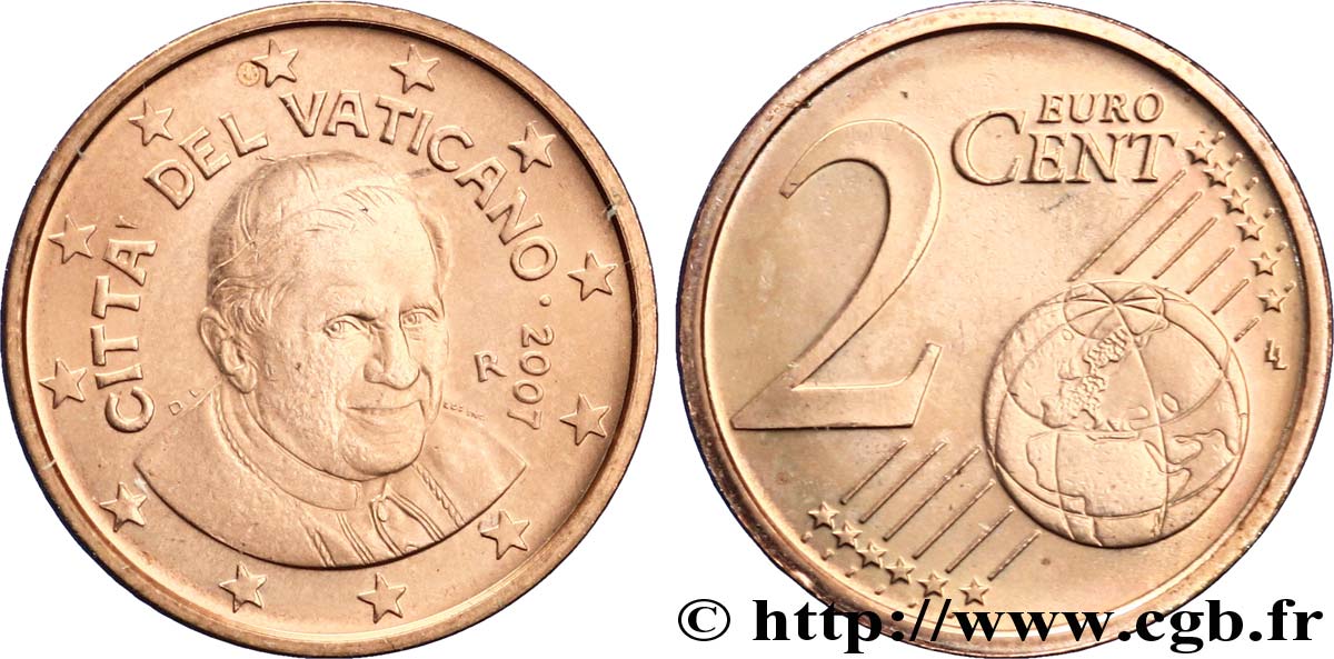 VATICAN 2 Cent BENOÎT XVI 2007 MS63