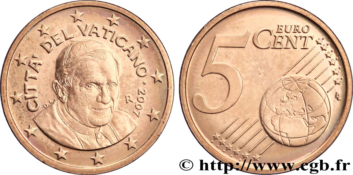 VATICAN 5 Cent BENOÎT XVI 2007 MS63