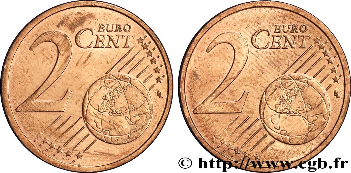 EUROPEAN CENTRAL BANK 2 Cent Euro biface - double face commune n.d. MS63