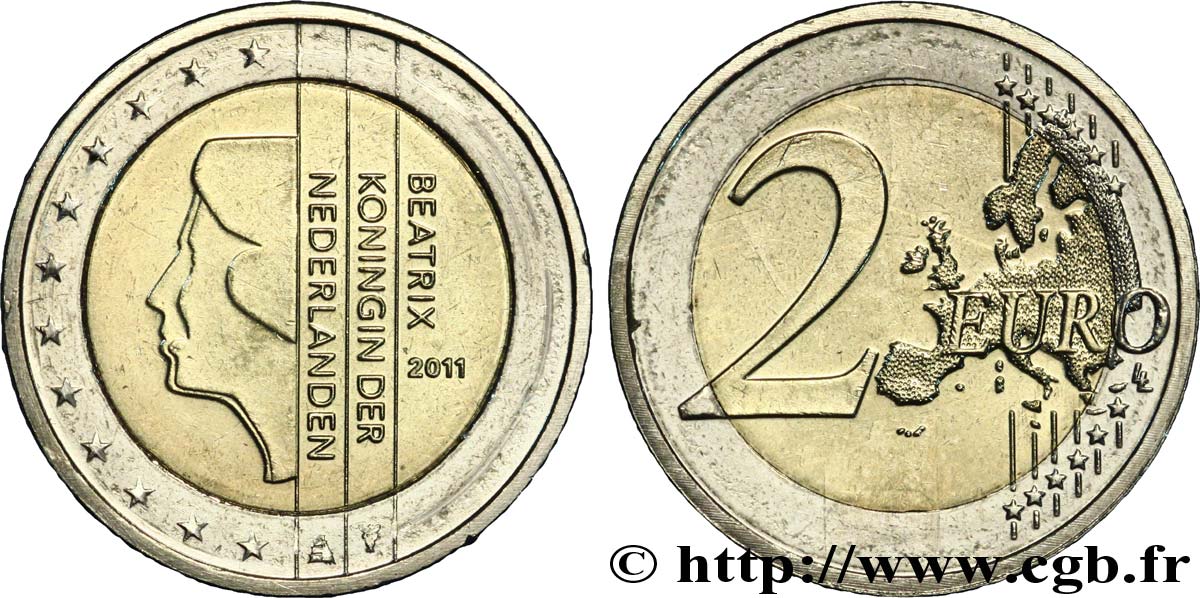 NETHERLANDS 2 Euro BEATRIX tranche B 2011 MS63