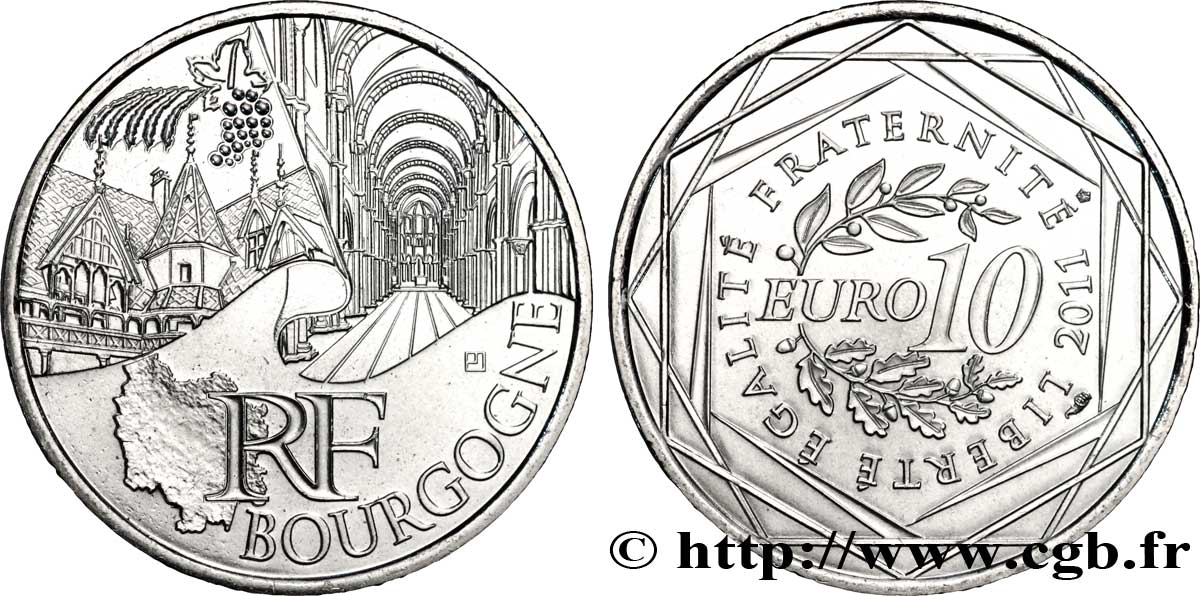 FRANCE 10 Euro des RÉGIONS - BOURGOGNE 2011 MS