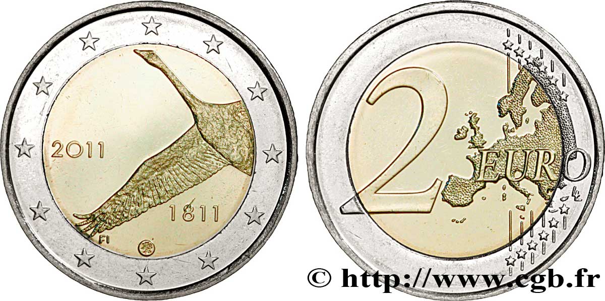 FINLANDIA 2 Euro BICENTENAIRE DE LA BANQUE DE FINLANDE 2011 SC