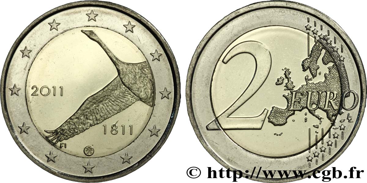 FINLANDIA 2 Euro BICENTENAIRE DE LA BANQUE DE FINLANDE  2011 SC