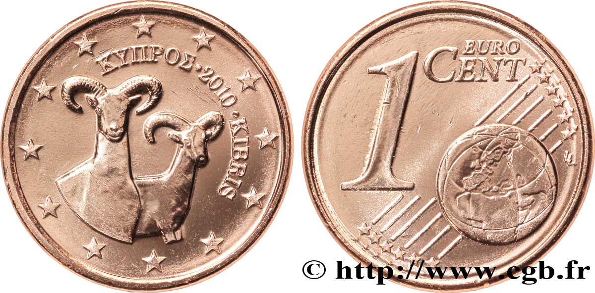 CYPRUS 1 Cent MOUFLON 2010 MS63