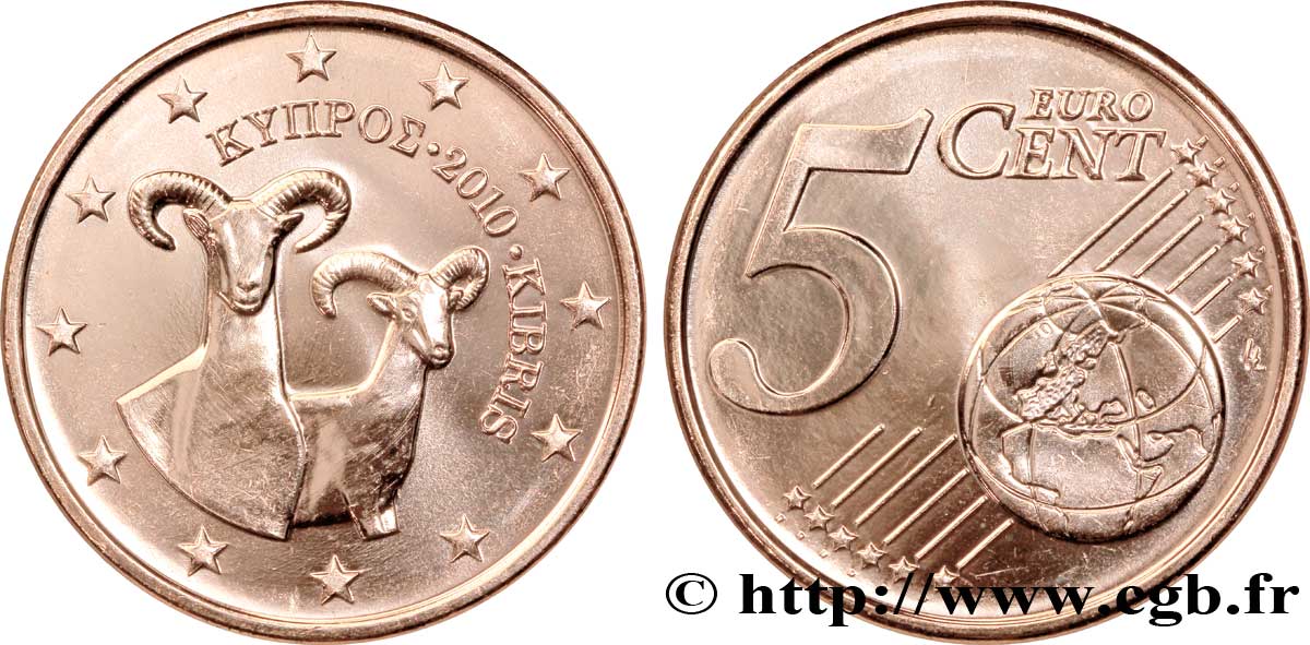 CYPRUS 5 Cent MOUFLON 2010 MS63