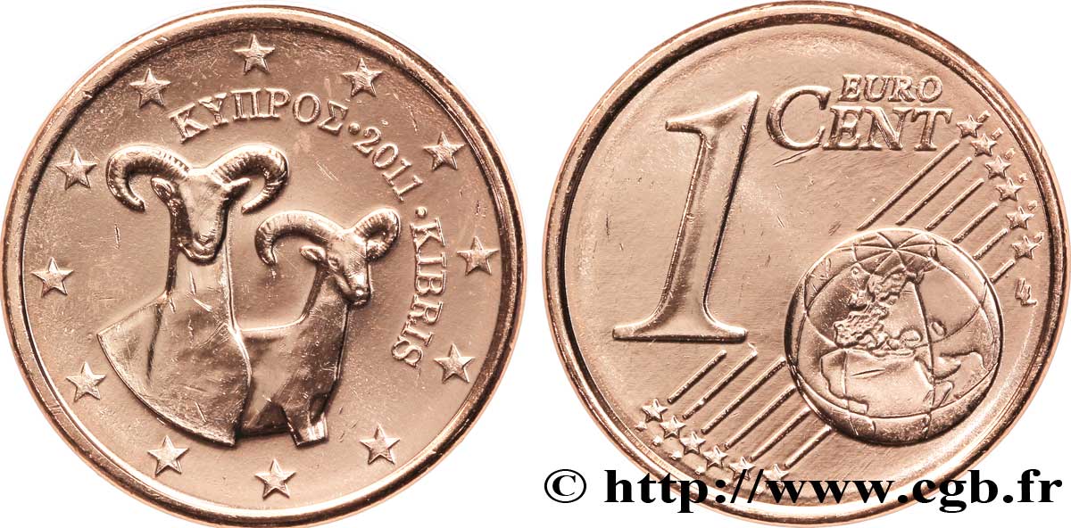 CYPRUS 1 Cent MOUFLON 2011 MS63