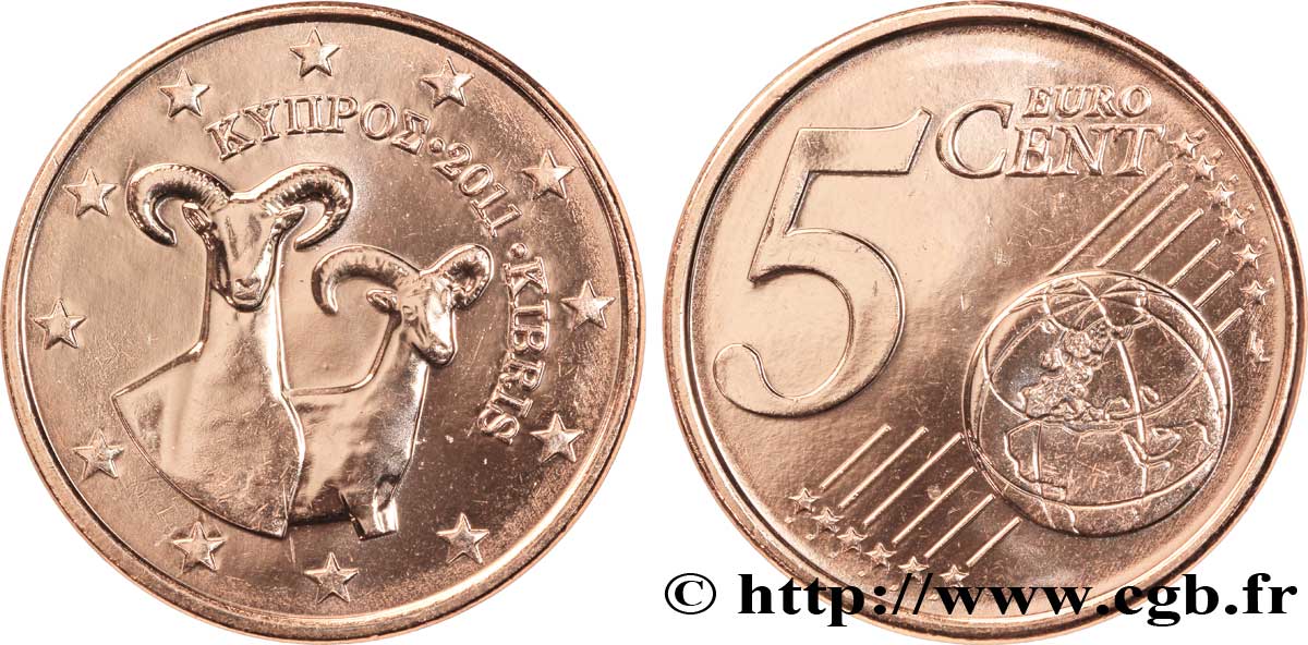 CYPRUS 5 Cent MOUFLON 2011 MS63