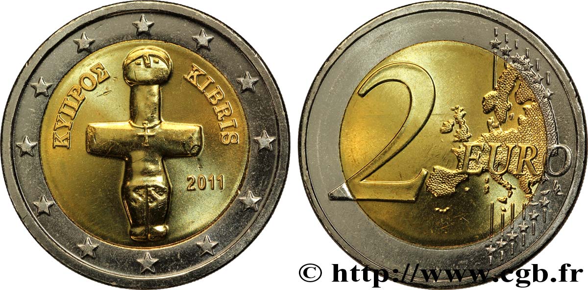 ZYPERN 2 Euro IDOLE DE POMOS tranche B   2011