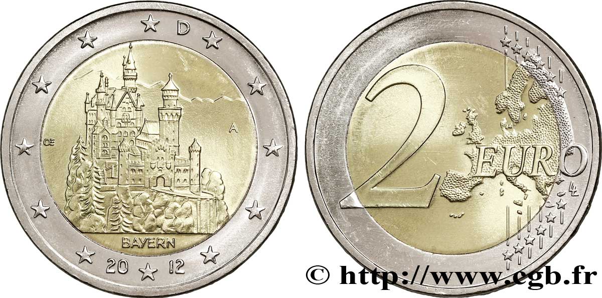 GERMANY 2 Euro BAVIERE - CHÂTEAU DE NEUSCHWANSTEIN 2012 MS