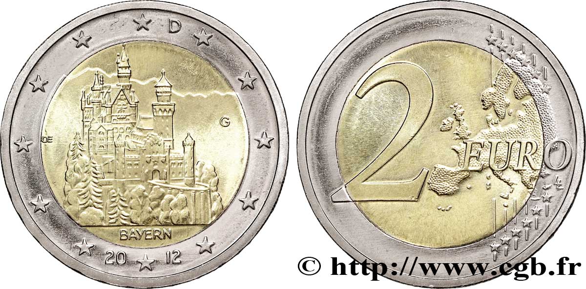 GERMANIA 2 Euro BAVIERE - CHÂTEAU DE NEUSCHWANSTEIN  2012 MS