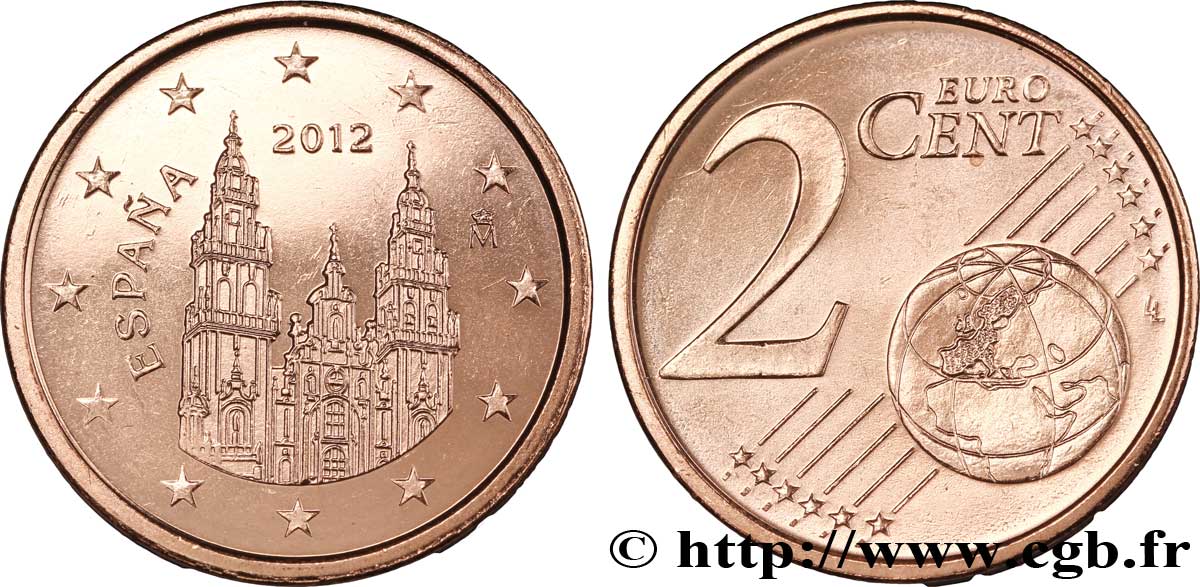 SPAIN 2 Cent COMPOSTELLE 2012 MS63