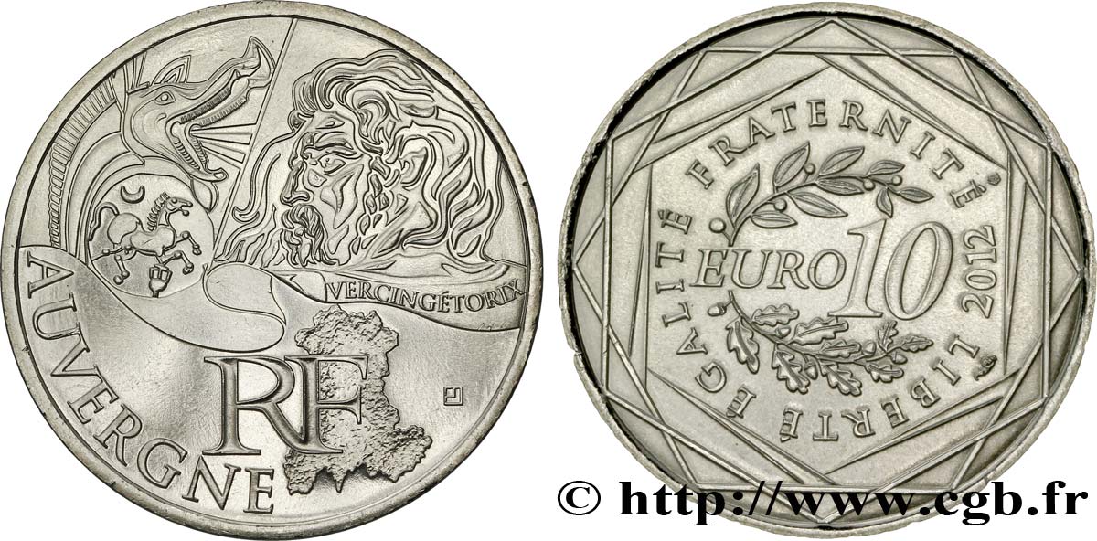 FRANCE 10 Euro des RÉGIONS - AUVERGNE (Vercingétorix) 2012 MS