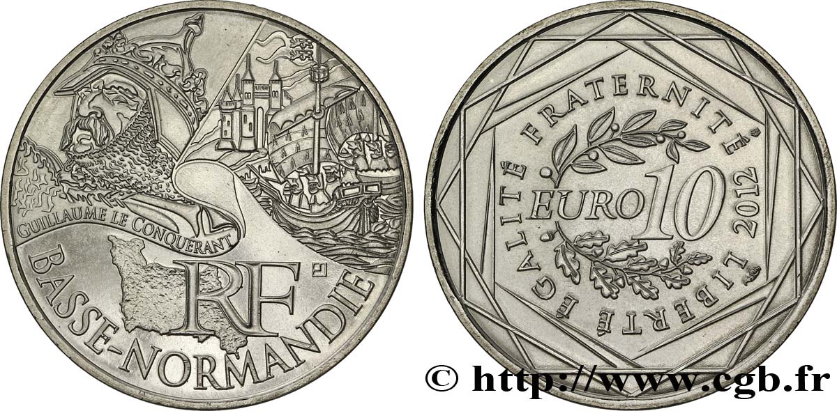 FRANKREICH 10 Euro des RÉGIONS - BASSE-NORMANDIE (Guillaume le Conquérant) 2012