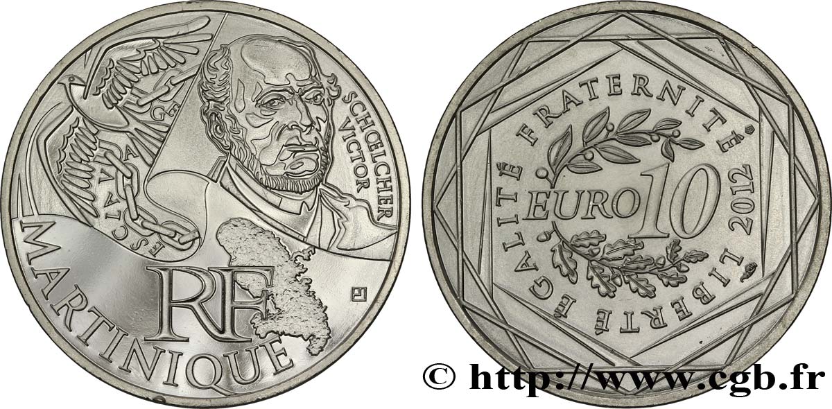 FRANCE 10 Euro des RÉGIONS - MARTINIQUE (Victor Schœlcher) 2012 MS63