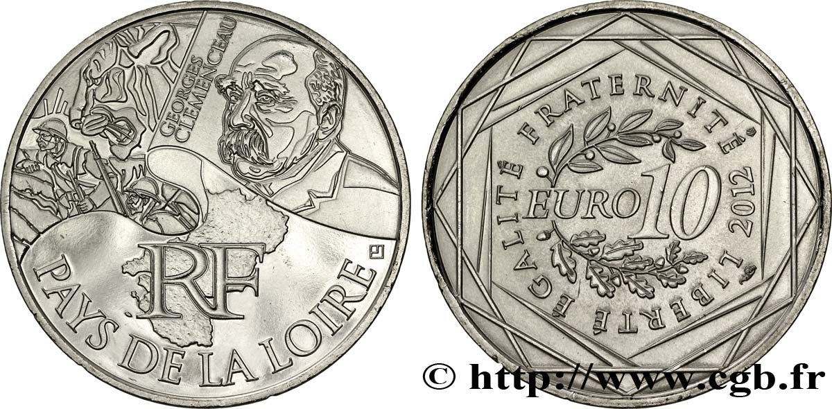 FRANCIA 10 Euro des RÉGIONS - PAYS DE LA LOIRE (Georges Clemenceau) 2012 SC63
