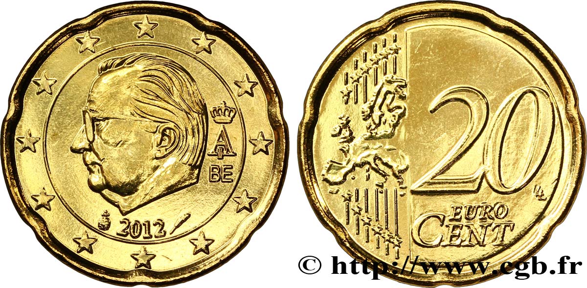BELGIO 20 Cent ALBERT II  2012 MS63