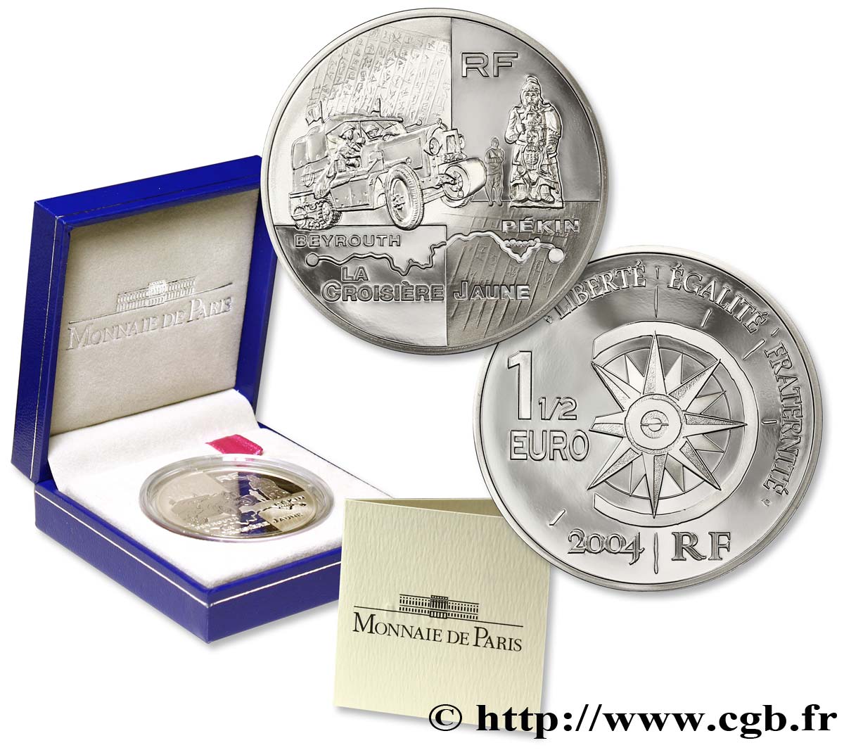 FRANCE Belle Épreuve 1 Euro 1/2 LA CROISIERE JAUNE 2004 BE
