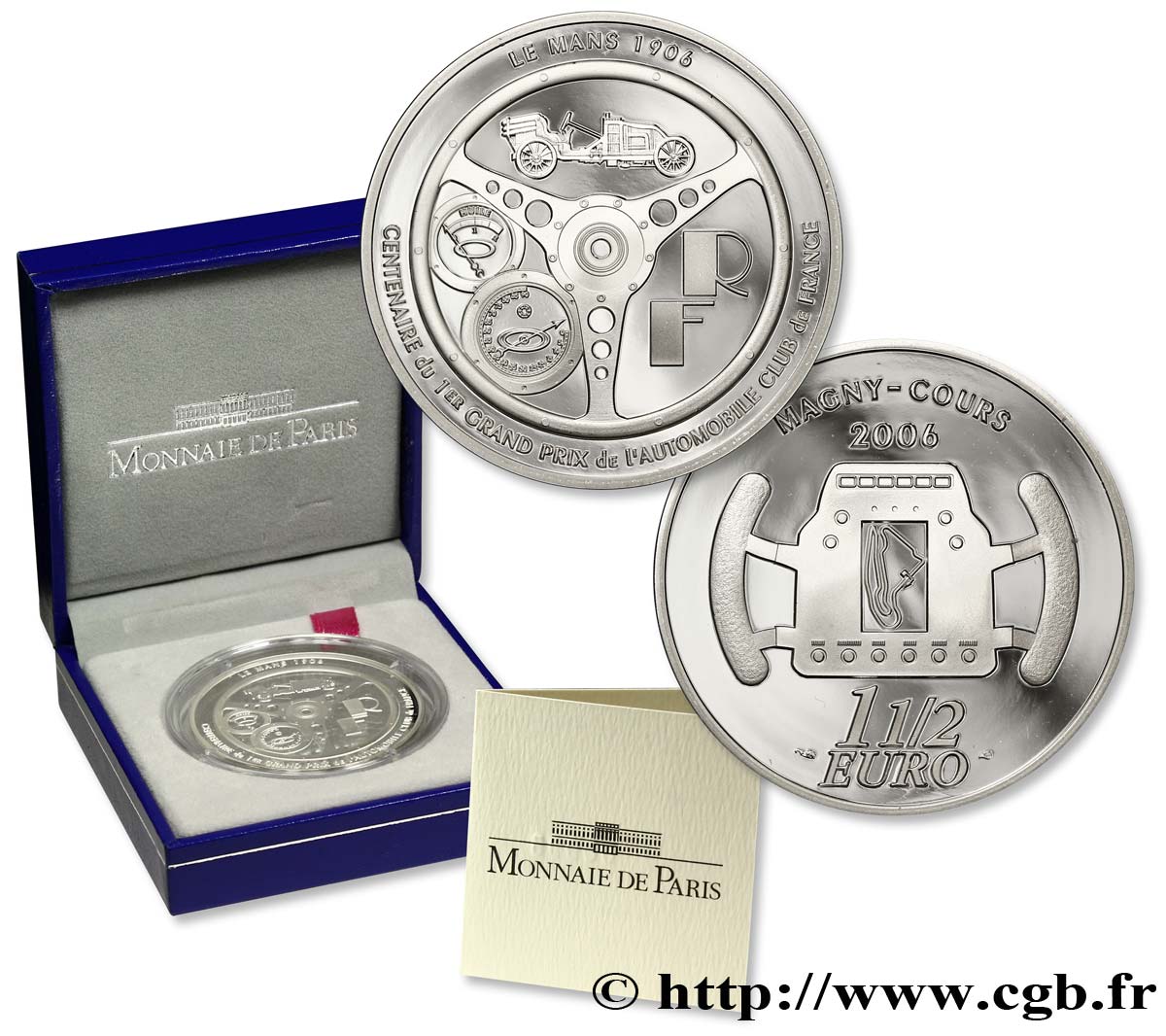 FRANCE Belle Épreuve 1 Euro 1/2 CENTENAIRE 1er GRAND PRIX DE L’ACF 2006 BE