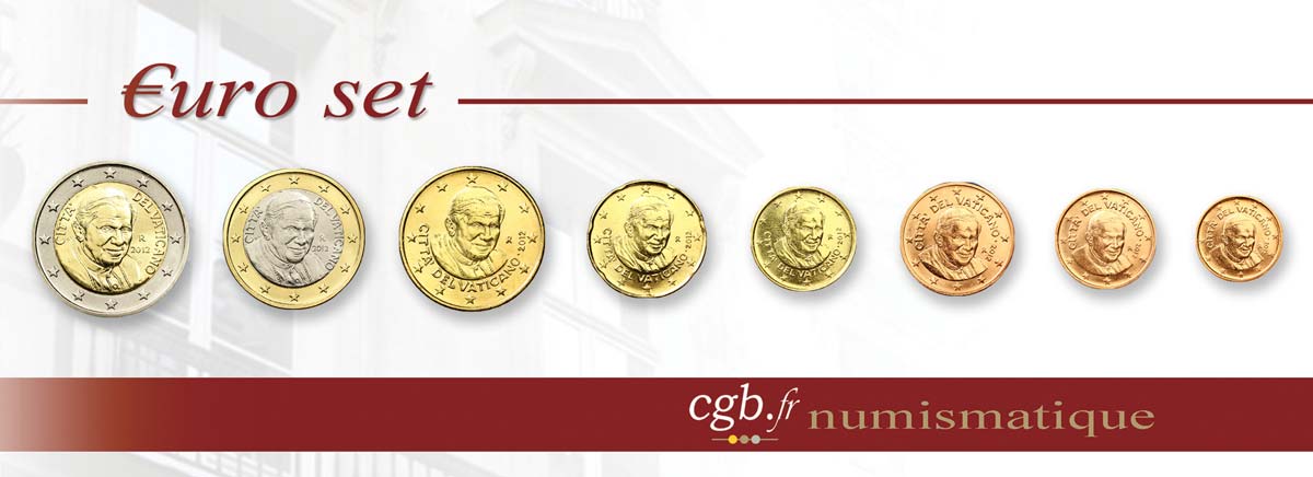 VATICAN LOT DE 8 PIÈCES EURO (1 Cent - 2 Euro Benoît XVI) 2012 SPL63