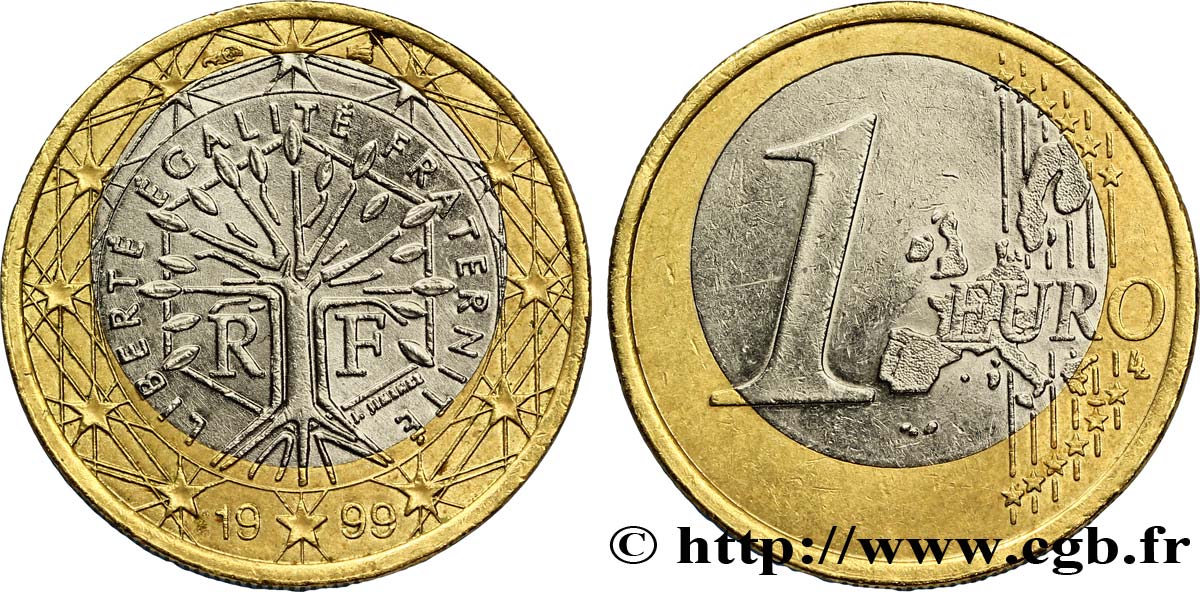 FRANCE 1 Euro ARBRE, insert décalé 1999 MS63