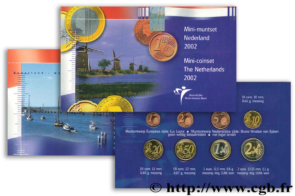 NETHERLANDS COFFRET “MINI-EURO” 2002 Brilliant Uncirculated