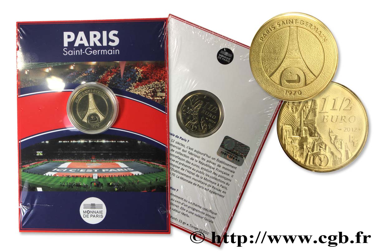 FRANCIA Blister BU 1 Euro 1/2 PARIS SAINT-GERMAIN 2012 Pessac feu_741041 Monete  Euro