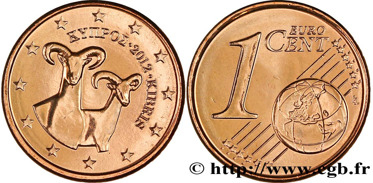 CYPRUS 1 Cent MOUFLON 2012 MS63