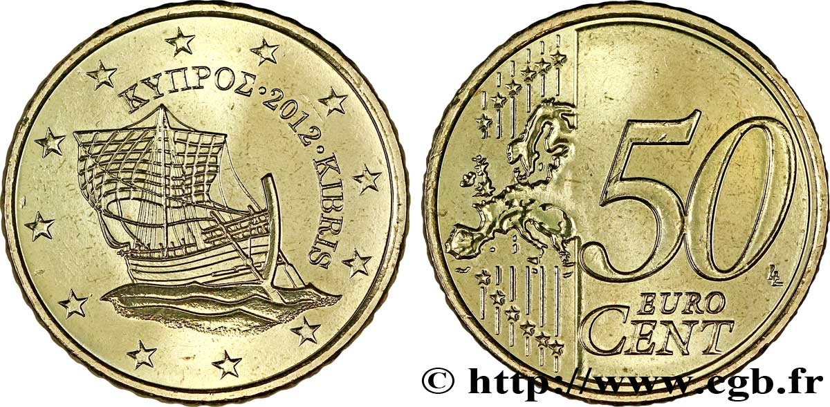 CYPRUS 50 Cent BATEAU DE KYRENIA 2012 MS63