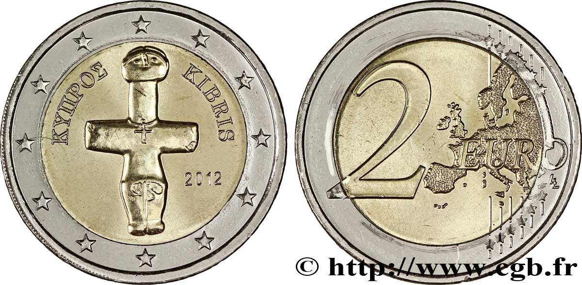 ZYPERN 2 Euro IDOLE DE POMOS tranche B   2012