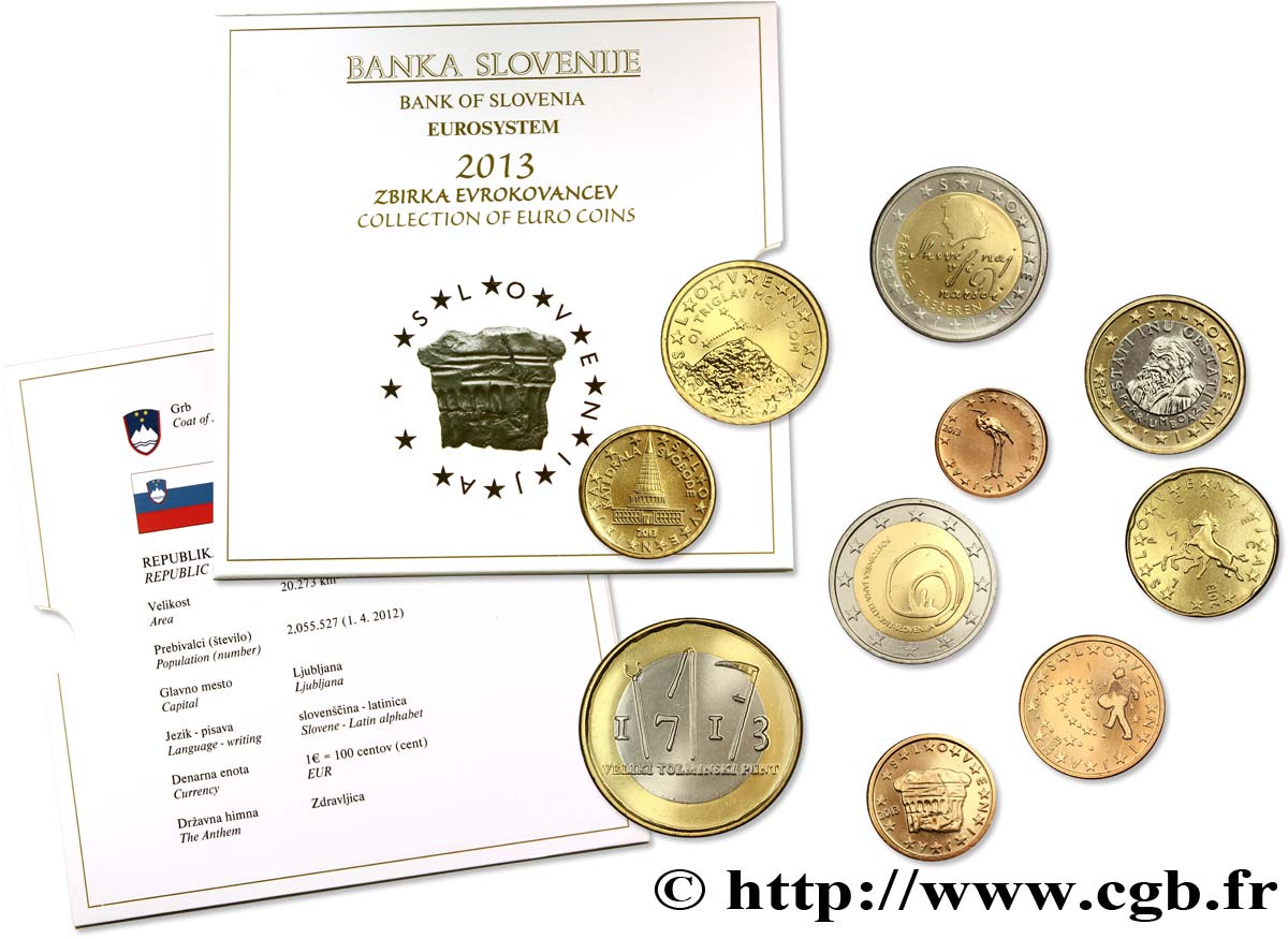 SLOVENIA SÉRIE Euro BRILLANT UNIVERSEL - PIERRE DU PRINCE 2013 Brilliant Uncirculated