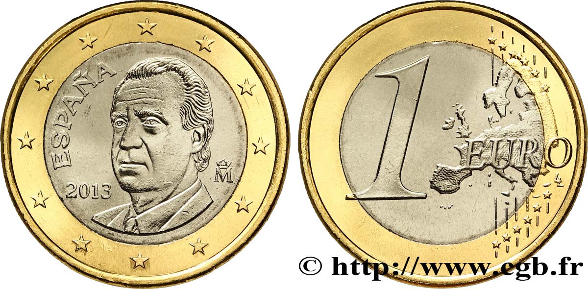 SPAIN 1 Euro JUAN-CARLOS I 2013 MS63